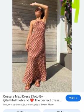 Faithfull the Brand Rust & Cream Halter Maxi Dress